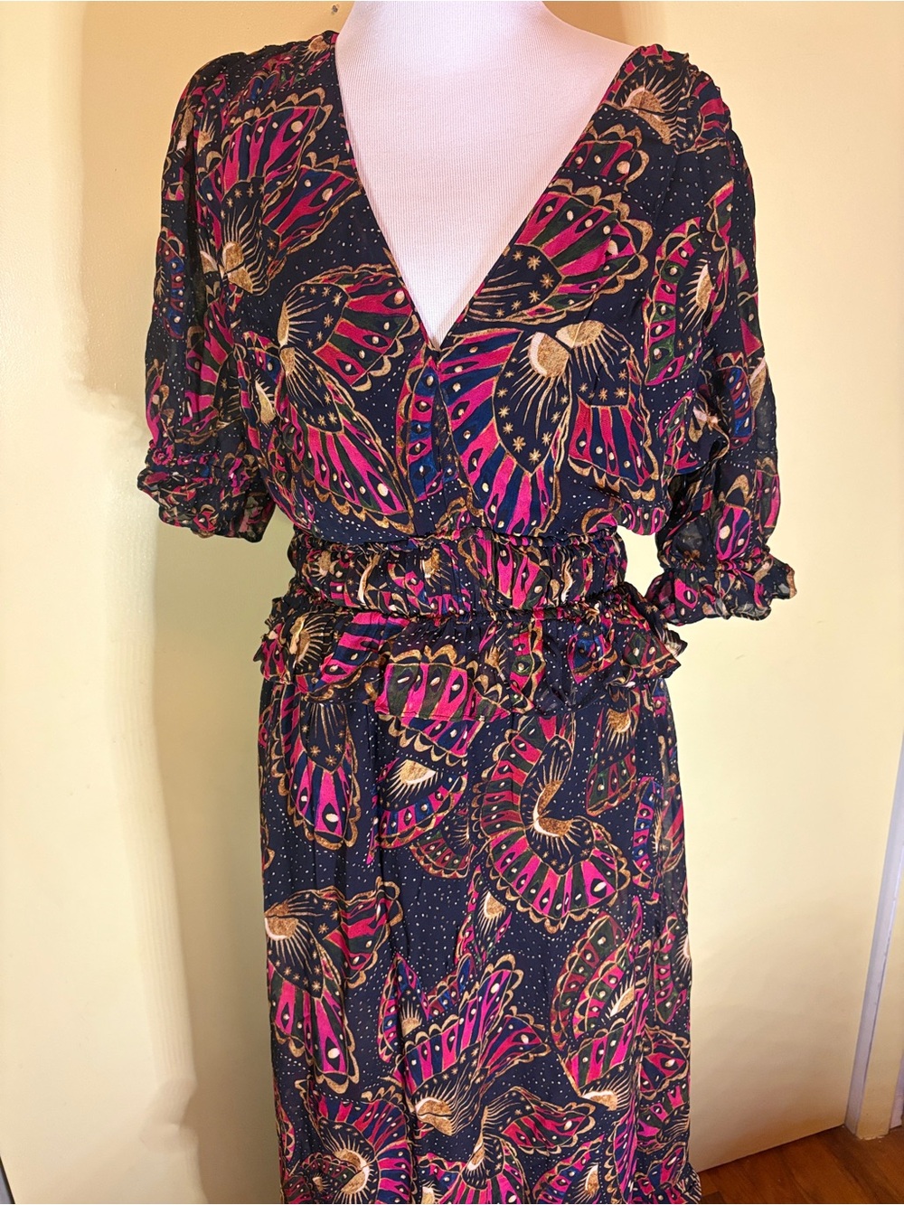 Farm Rio Butterfly Sky Tiered Maxi Dress. Medium NWT - Picture 2 of 15